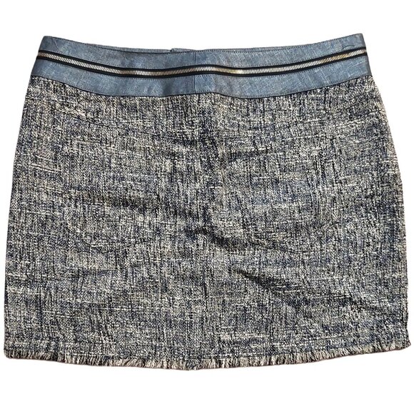 Richmond Light & Dark Blue Tweed Mini Skirt w/ Zipper Waist Band Sz 42 NWT - Picture 4 of 12